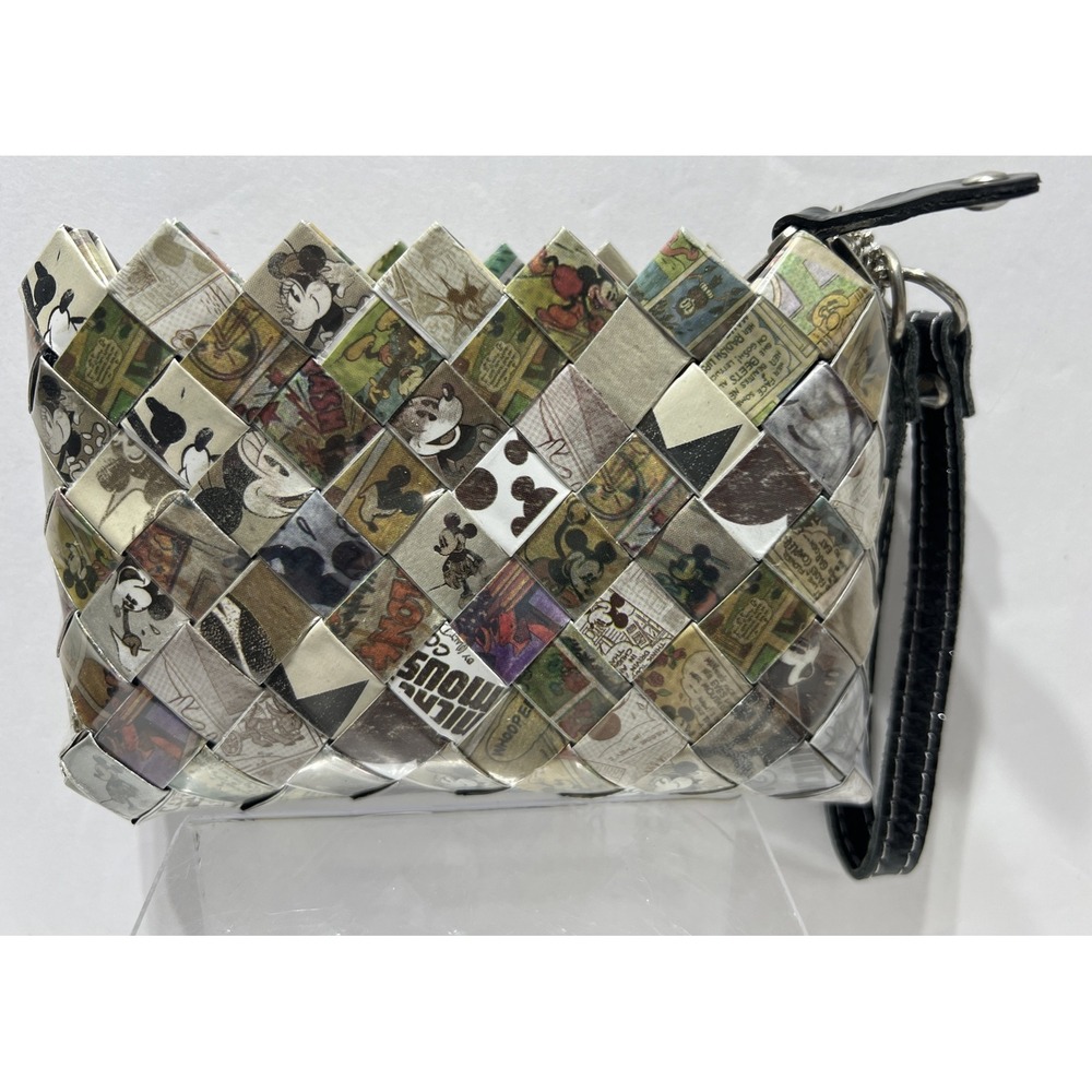 NAHUI OLLIN Wristlet Clutch Bag Woven Disney Mickey Mouse Comic Strip bag 5.5x4"
